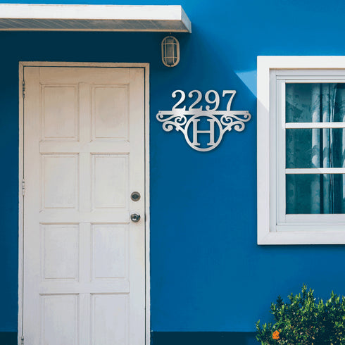 Personalized Inital & Address # Metal Wall Art